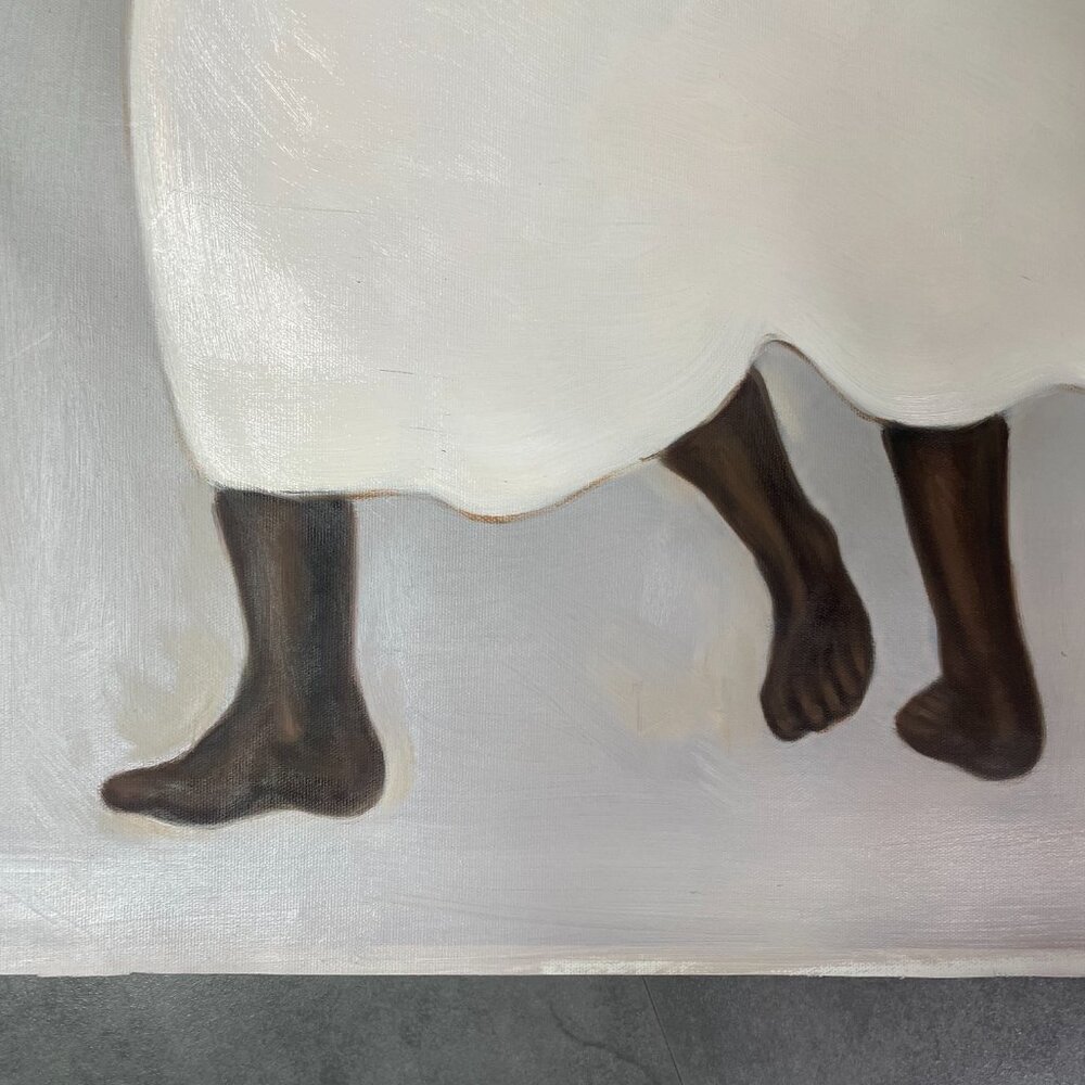 Dance of Freedom: Original Oil Painting of a Woman in White Dress - Picture 3 of 4